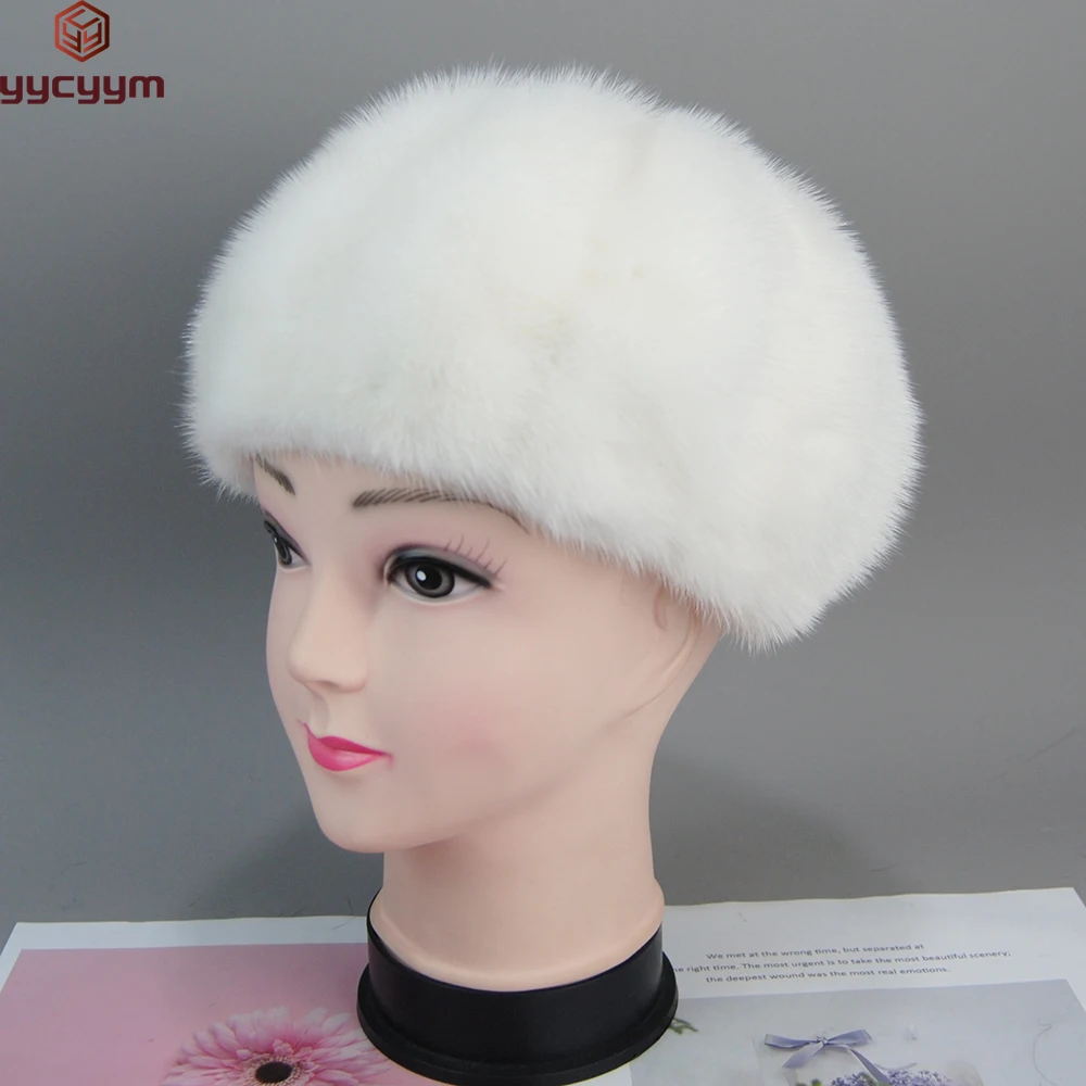 

Brand Winter Women's New Full Mink Mink Soft Beret Pumpkin Hat Fur Bud Hat Korean Fashion Outdoor Warm Women's Hat