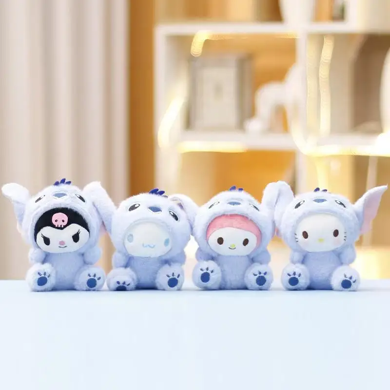 

Kawaii Hello Kitty My Melody Kuromi Cinnamoroll Sanrio Student Cute Cartoon Plush Toys Children Schoolbag Pendants Gift for Kids