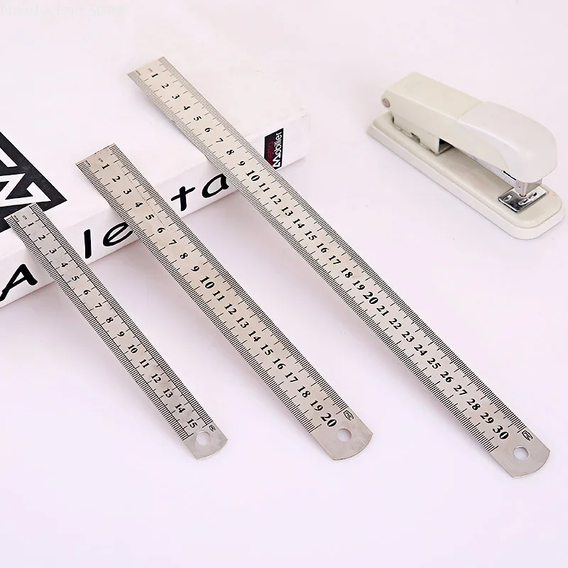 15cm/20cm/30cm Double Side Scale Stainless Steel Straight Ruler Measuring Tool for Students School Stationery sewing ruler