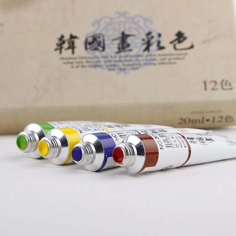 Juego de pigmentos de pintura china shinhan de Corea, 20ml, 24 colores, suministros escolares, suministros de arte