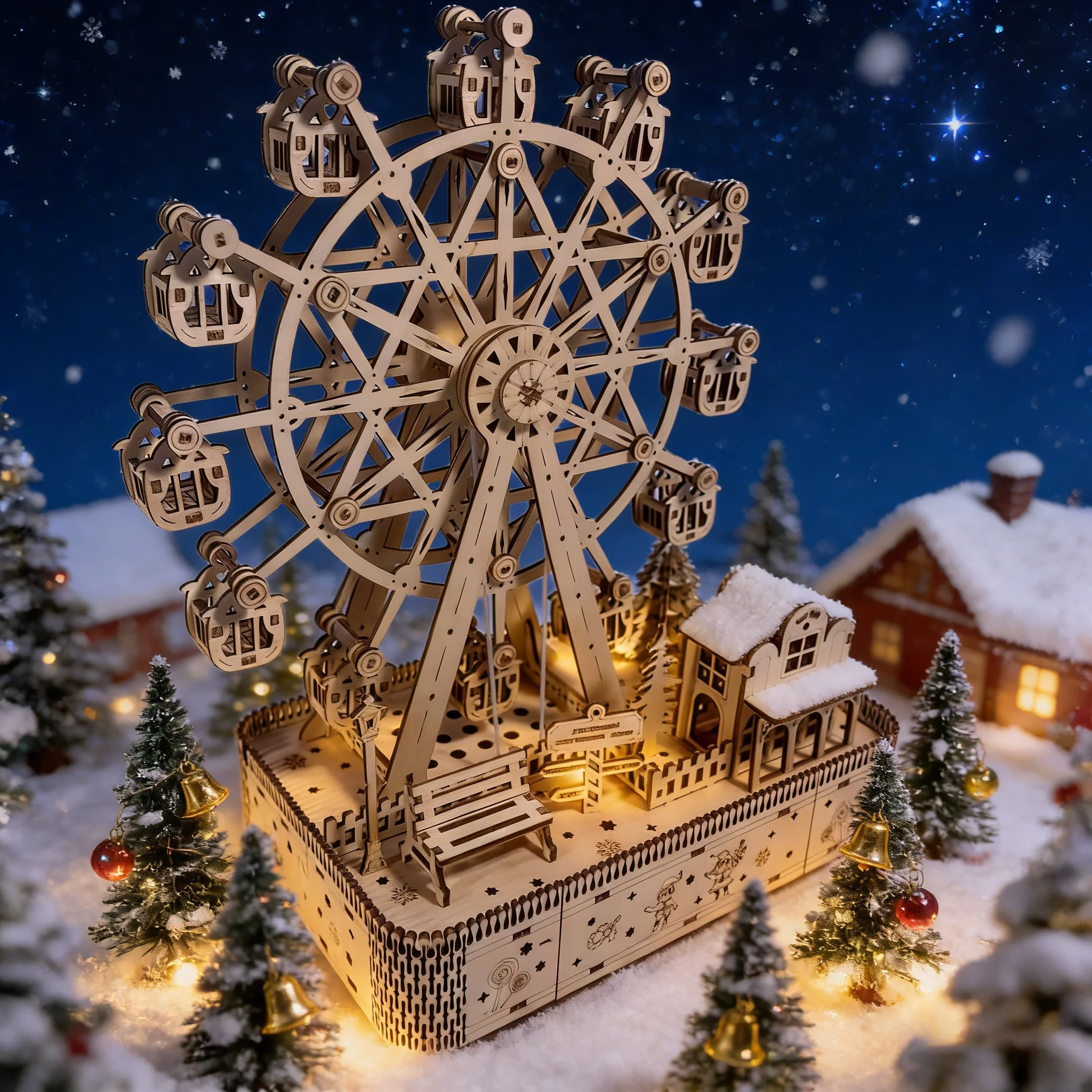 

Wooden Ferris Wheel Puzzle DIY Wooden 3D Ferris Wheel Assembly Educational Birthday Gift Christmas Gift