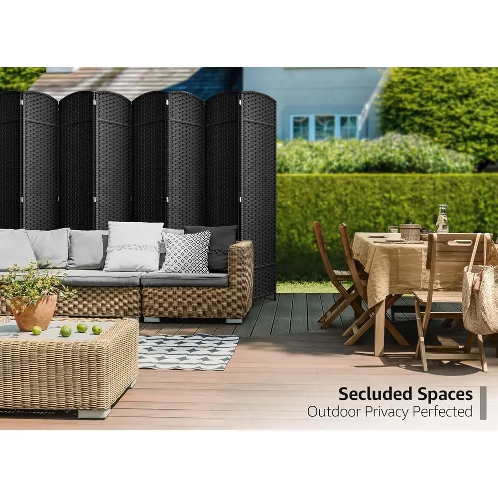 Divisória de Ambiente Preta com Painéis Duplos Articulados, Tela de Privacidade de 1,83 m de Altura