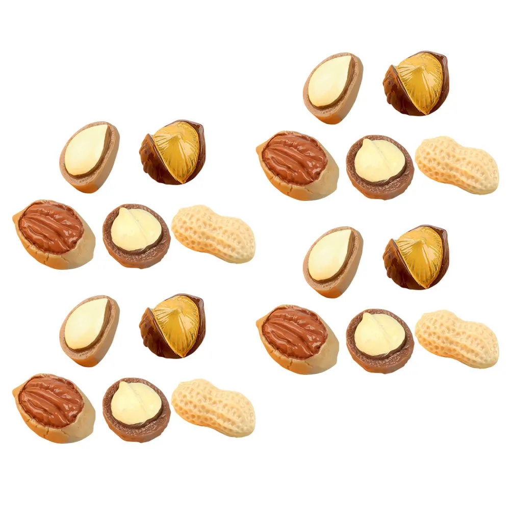 20개 시뮬레이션 견과류 미니어처 하우스 푸드 데코 레진 공예 사실적인 가짜 견과류 DIY 장면 레이아웃 놀이 주방용