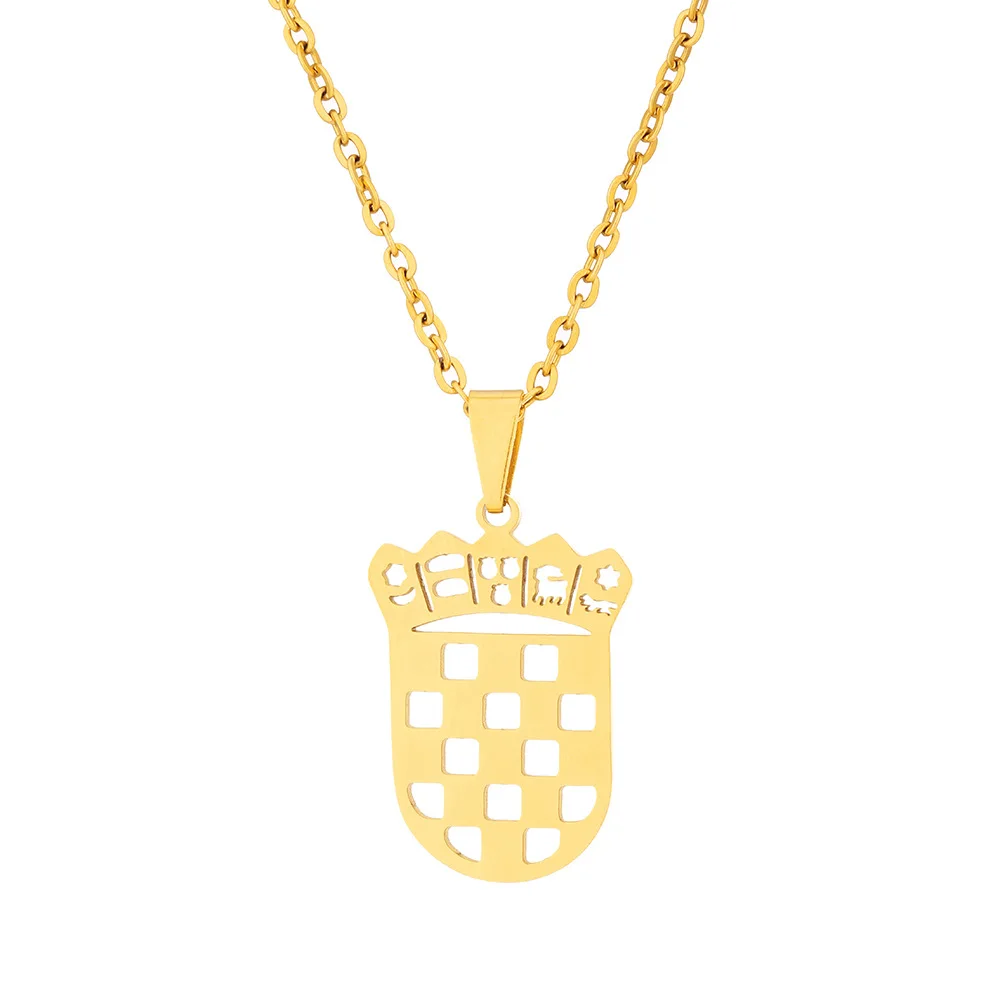 2024 New fashion Croatian badge pendant necklace for men and women couples stainless steel collarbone chain trend jewelry