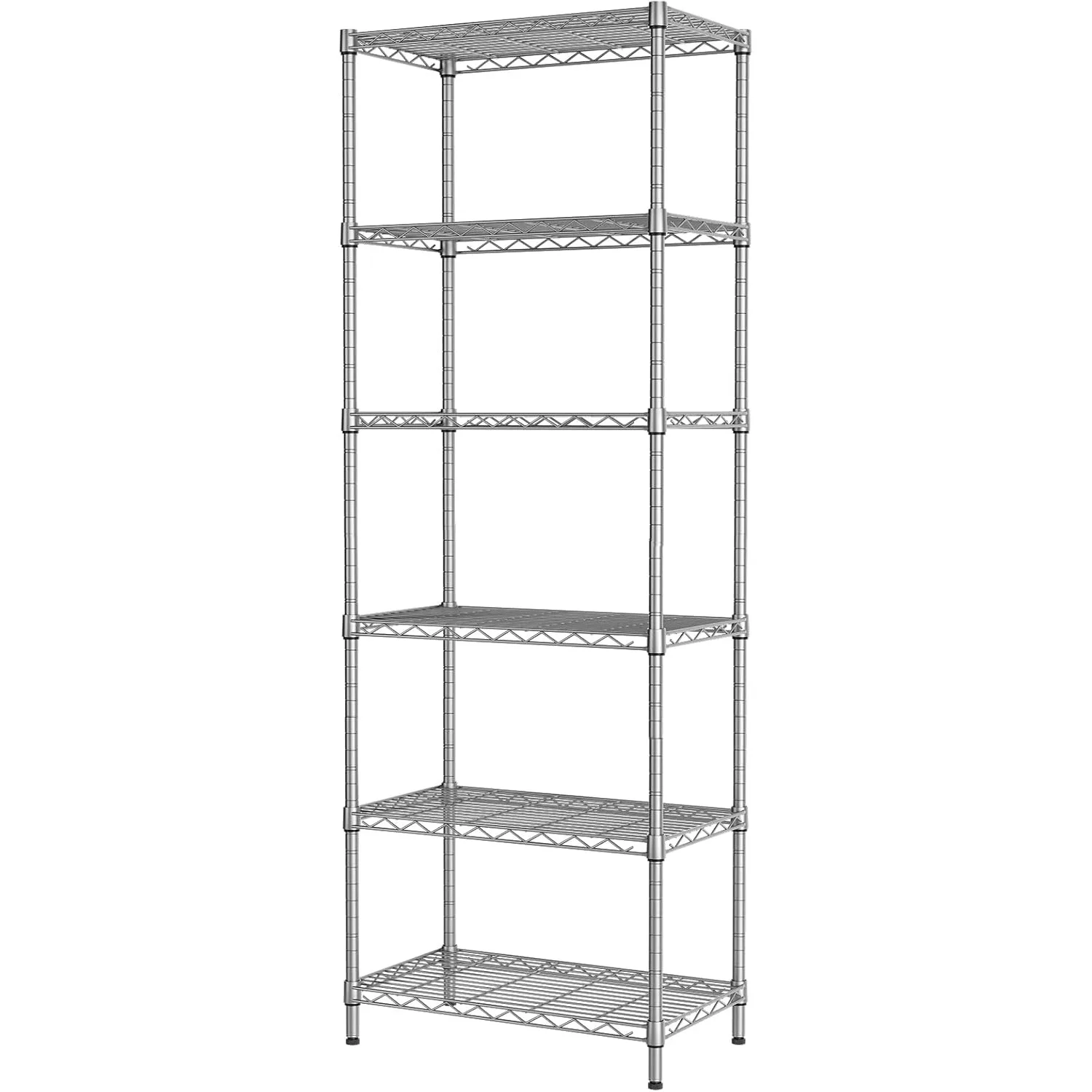 

6-полочный проволочный стеллаж, регулируемые металлические полки, стоячие органайзеры для ванной комнаты и проволочный шкаф для хранения, металлическая кладовая, кухня