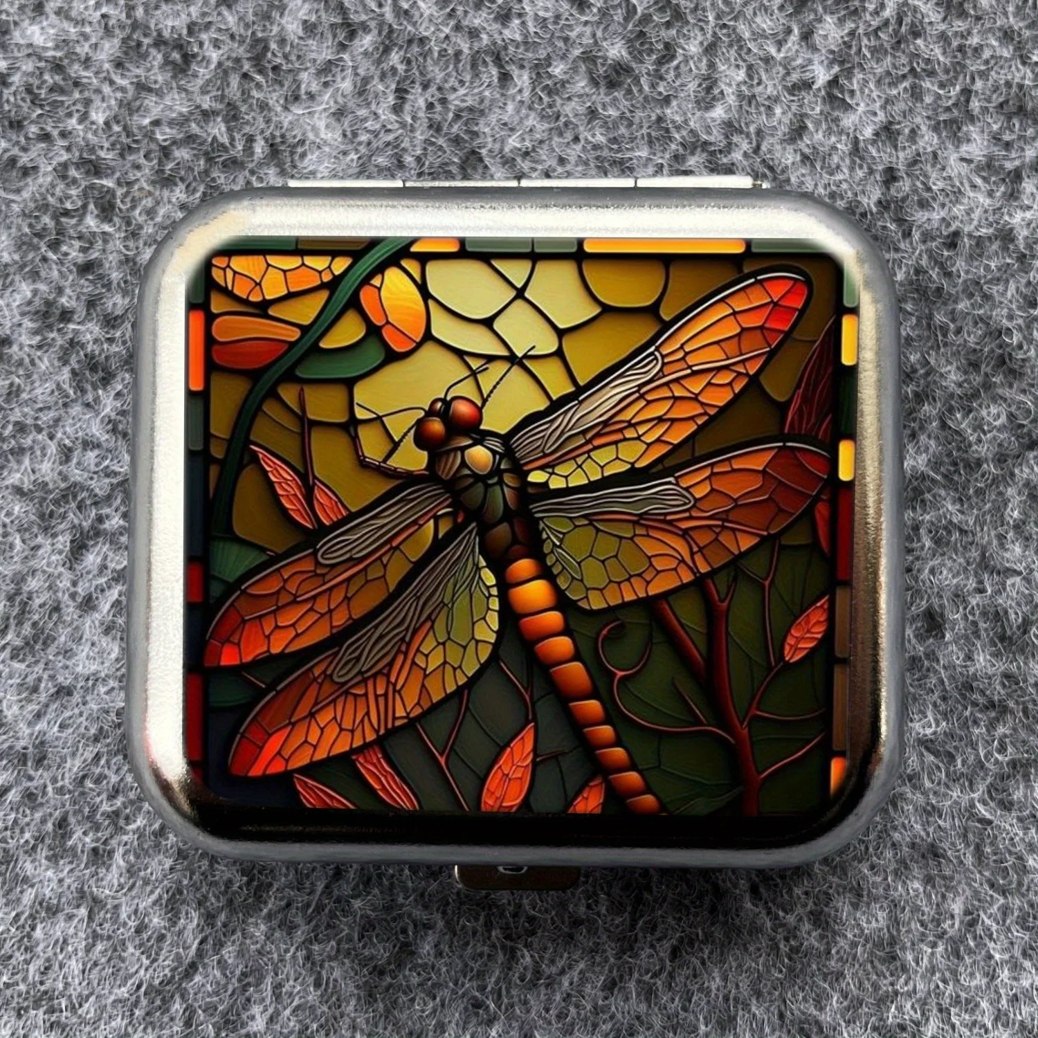 Dragonfly Color Picture Mini Metal Ashtray, Portable Small, Outdoor Portable Pocket, Car Ashtray,Fashionable Smoking Accessories