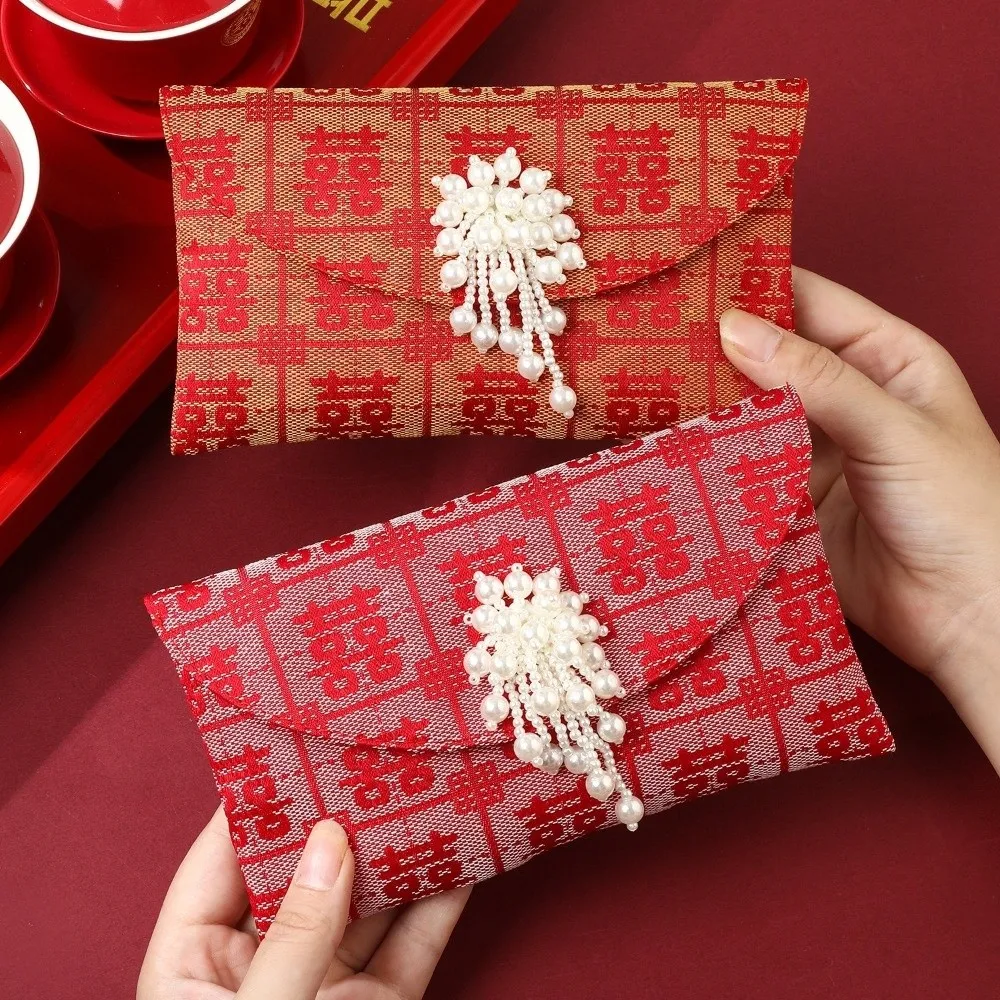 

Chinese Style Wedding Red Envelope Magnetic Snap Hongbao New Year Gift Bag Traditional Blessing Red Pocket Spring Festival