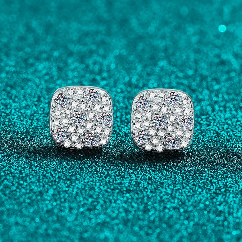 

Женские квадратные серьги с платиновым муассанитом PT950, серьги, легкая роскошь и атмосферный стиль, настоящее золото