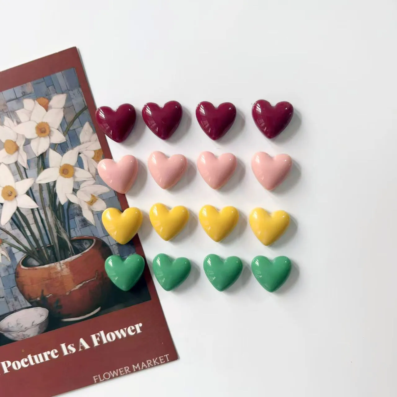10pcs 18mm Love Refrigerator Magnet Cute Color Cartoon Refrigerator Sticker Resin Magnetic Refrigerator Magnet Home Decor