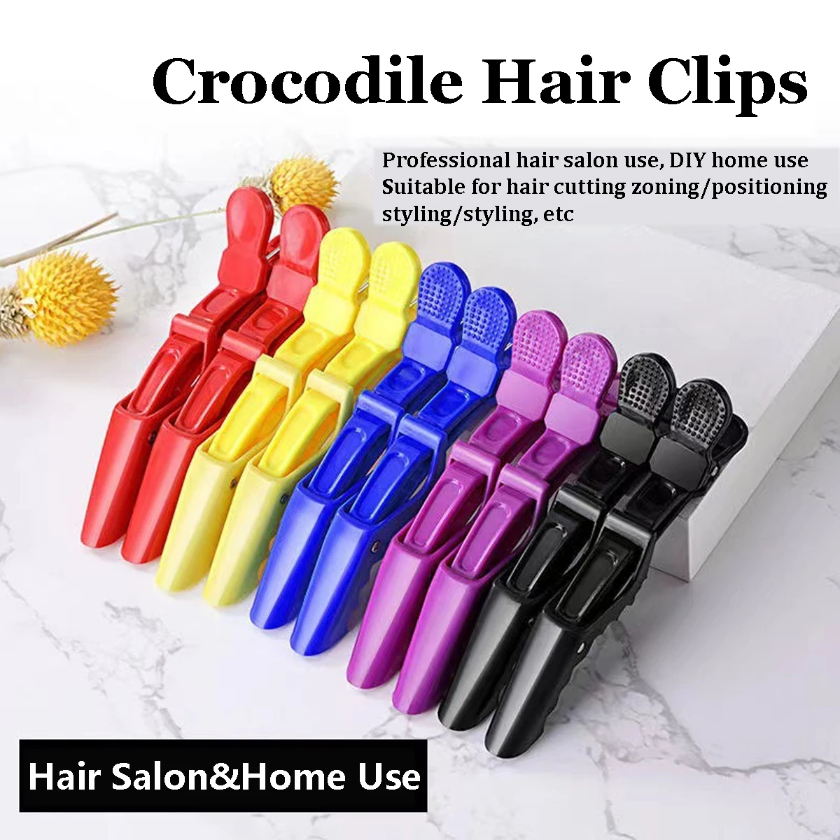 

6pcs Plastic Hairdressing Alligator Clip Barbershop Barber Hair Cutting Clamps Pro Salon Home Styling Hairpins Tools Accessories