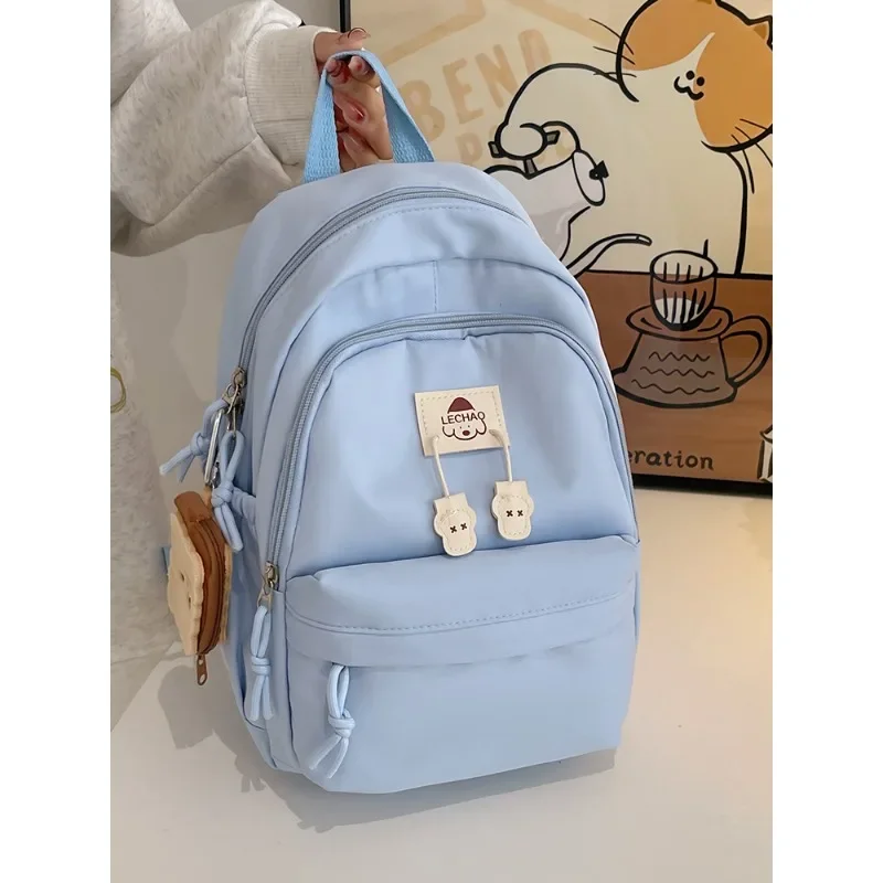 Large Capacity Solid Nylon Zipper Casual School Bags 2024 High Quality Soft Interior Zipper Pocket Versatile Backpack