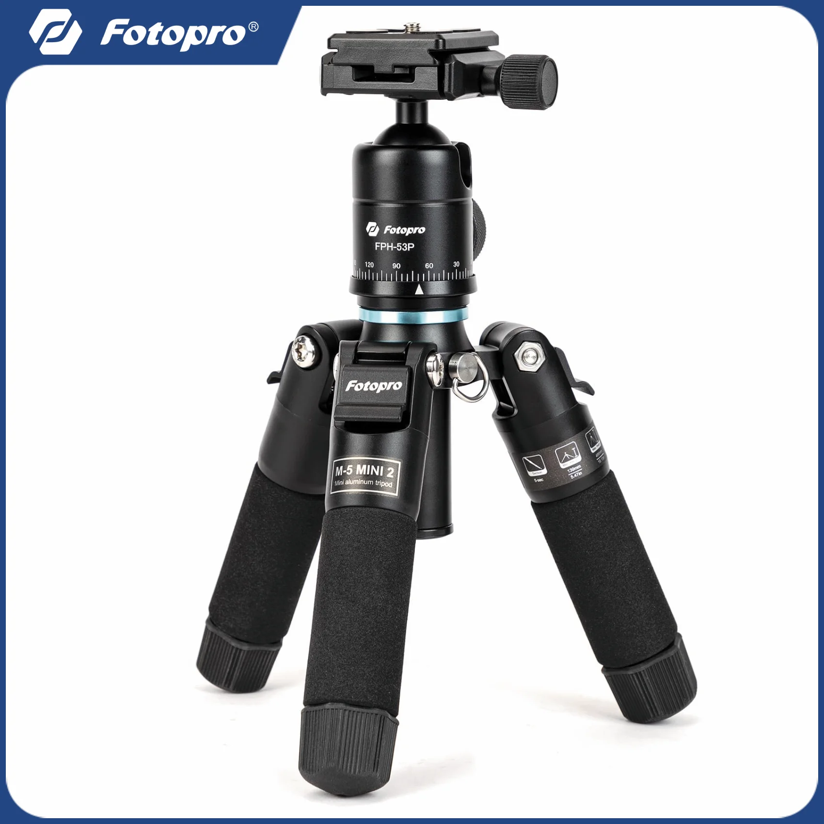 Fotopro Mini Tripod Portable Desktop Aluminum Small Camera Tripod for Video Camcorder Travel with Ball Head Carrying Bag