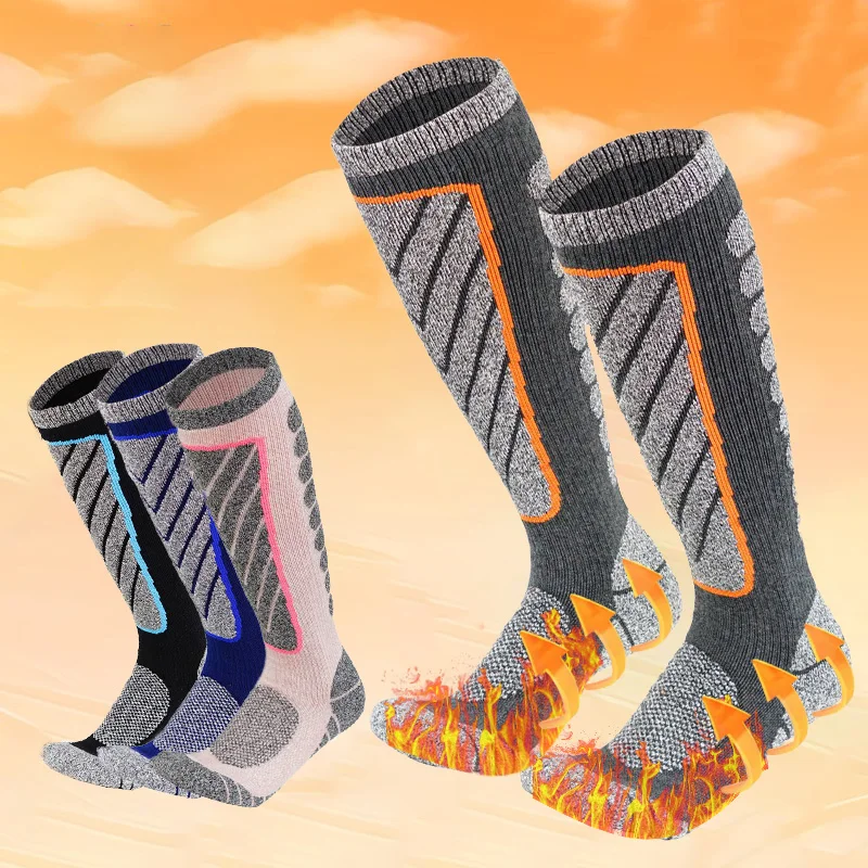 

2 Pairs Unisex Ski Thermal Warm Thick Knee High Long Socks Compression Thermal Socks for Men & Women,for Outdoor sports,Cycling
