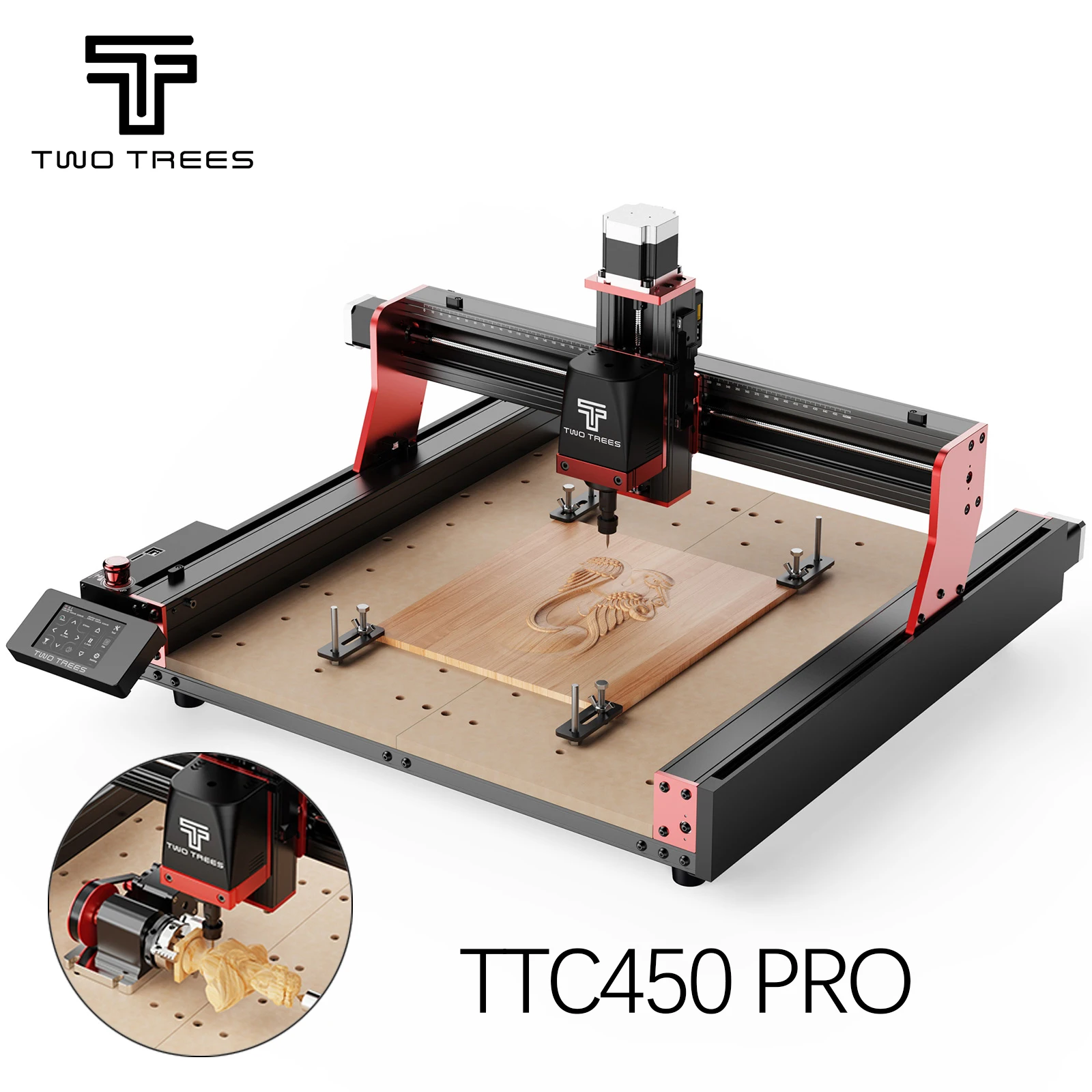 Twotrees TTC450 PRO Multi Functional Metal CNC Milling Cutting Engraving Machine Laser Engraver For Wood Acrylic PCB PVC MDF