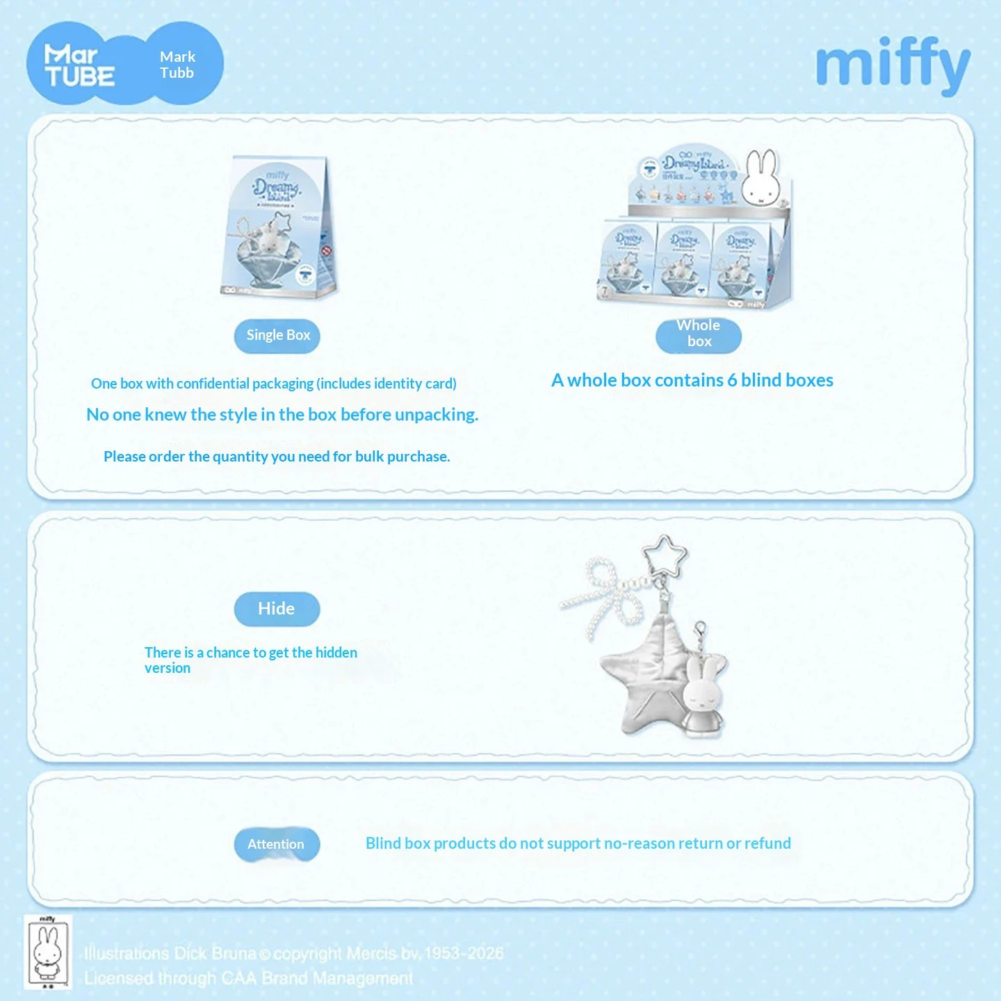 Martube New Miffy Blind Box Plush Doll Pendant Dreamy Island Series Surprised Box Decorative Ornaments For Women Birthday Gifts view 2