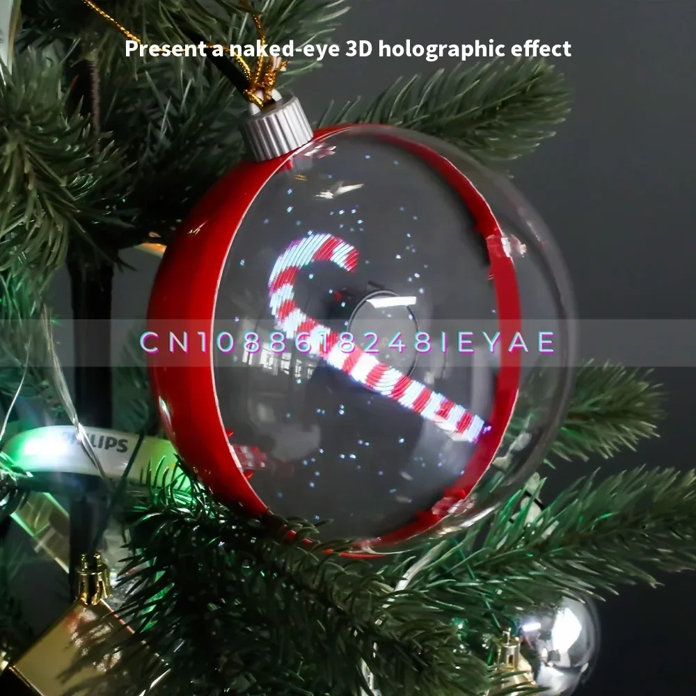 Small Size 12 Cm 3D Hologram Projection Fan Christmas Balls Plastic for Christmas Decoration