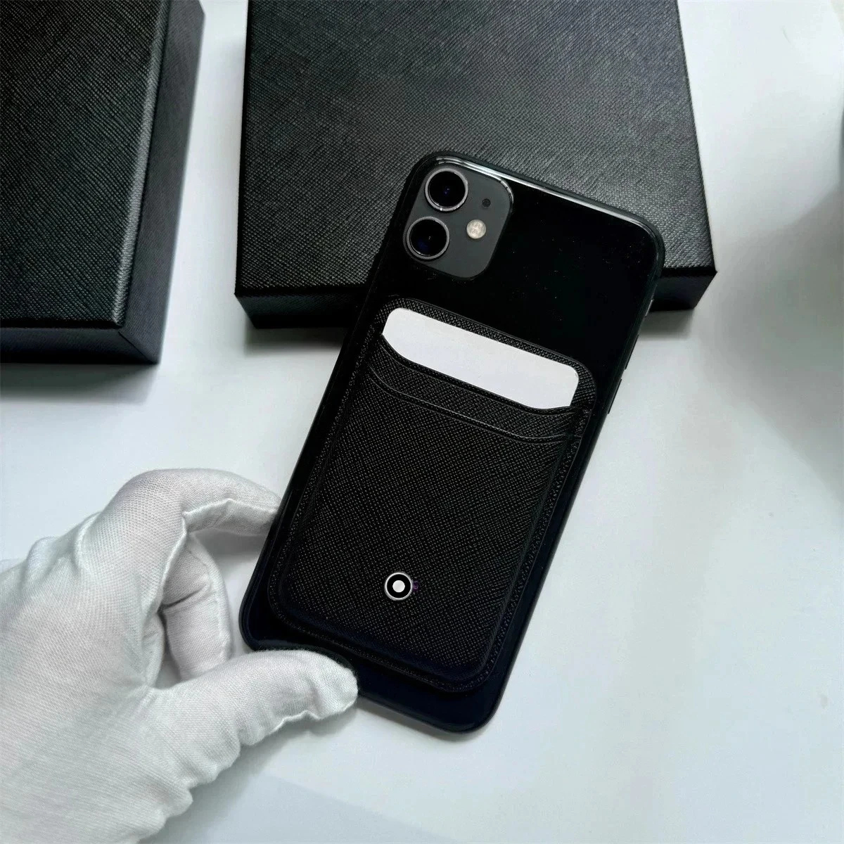 Luxury Strong Magnetic Busine Sle Leather Card for IPhone 17 Pro Max 16 15 14 13 12 Wallet Carbon Fiber Card Bag 2 Pocket Slot view 4