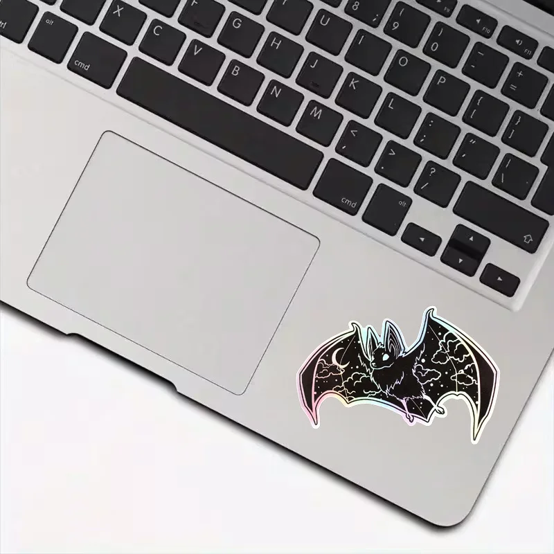 Colorful Bat Waterproof Stickers Black and White Line Drawing Starry Moon Clouds Dark Gothic Style Stickers