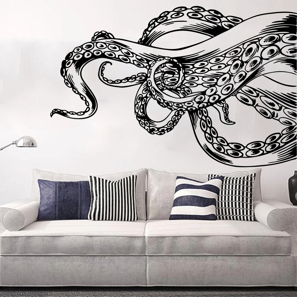 Large Octopus Tentacles  Wall Sticker Bedroom Living Room Nautical Ocean Animal Sea Wall Decal Bathroom Vinyl Home Decor