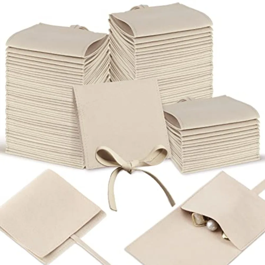 80 Pcs Microfiber Jewelry Pouch 8x8 cm Jewelry Packaging Bag Luxury Small Gift Bag for Small Business Envelope Style Bracelet P