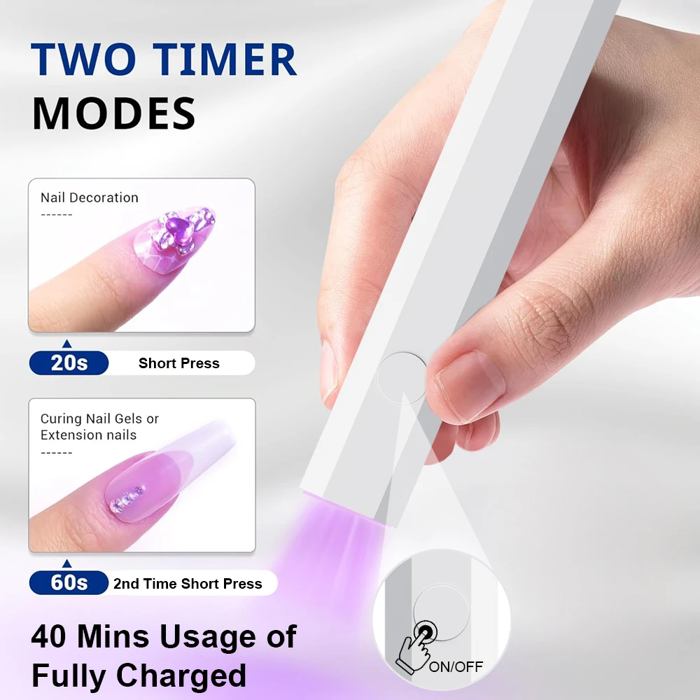 مصباح أظافر LED محمول بالأشعة فوق البنفسجية مع مؤقت، مجفف أظافر لاسلكي محمول قابل لإعادة الشحن عبر USB لعلاج سريع، أظافر جل وفن مانيكير #3