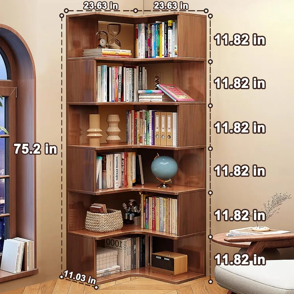 6-Tier Corner Bookshelf, 75