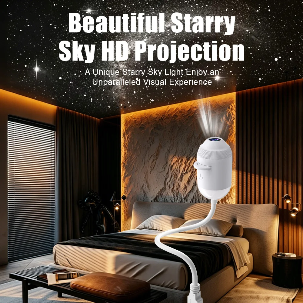 Explosive USB Starry Sky Projection Light for Car Interior, Home, Bedroom, Nightlight, Romantic Galaxy Atmosphere Light image 2