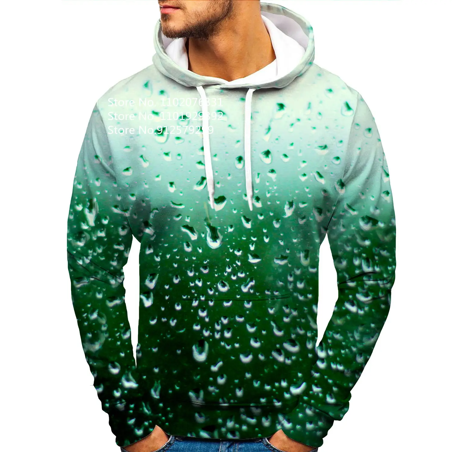 Water Droplet Hooded Sweatshirts Men's Hoodie 3D Printed Pullover Abstract Loose Vintage Clothes