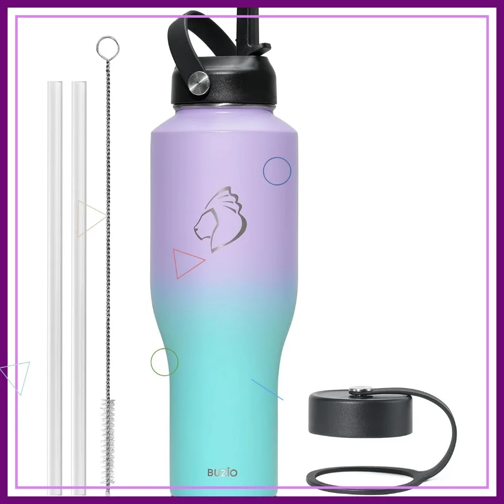 

Стакан с вакуумной изоляцией, 40 унций, крышкой и соломинкой, герметичная дорожная чашка из нержавеющей стали, сохраняет напитки горячим/холодным, подходит для подстаканника