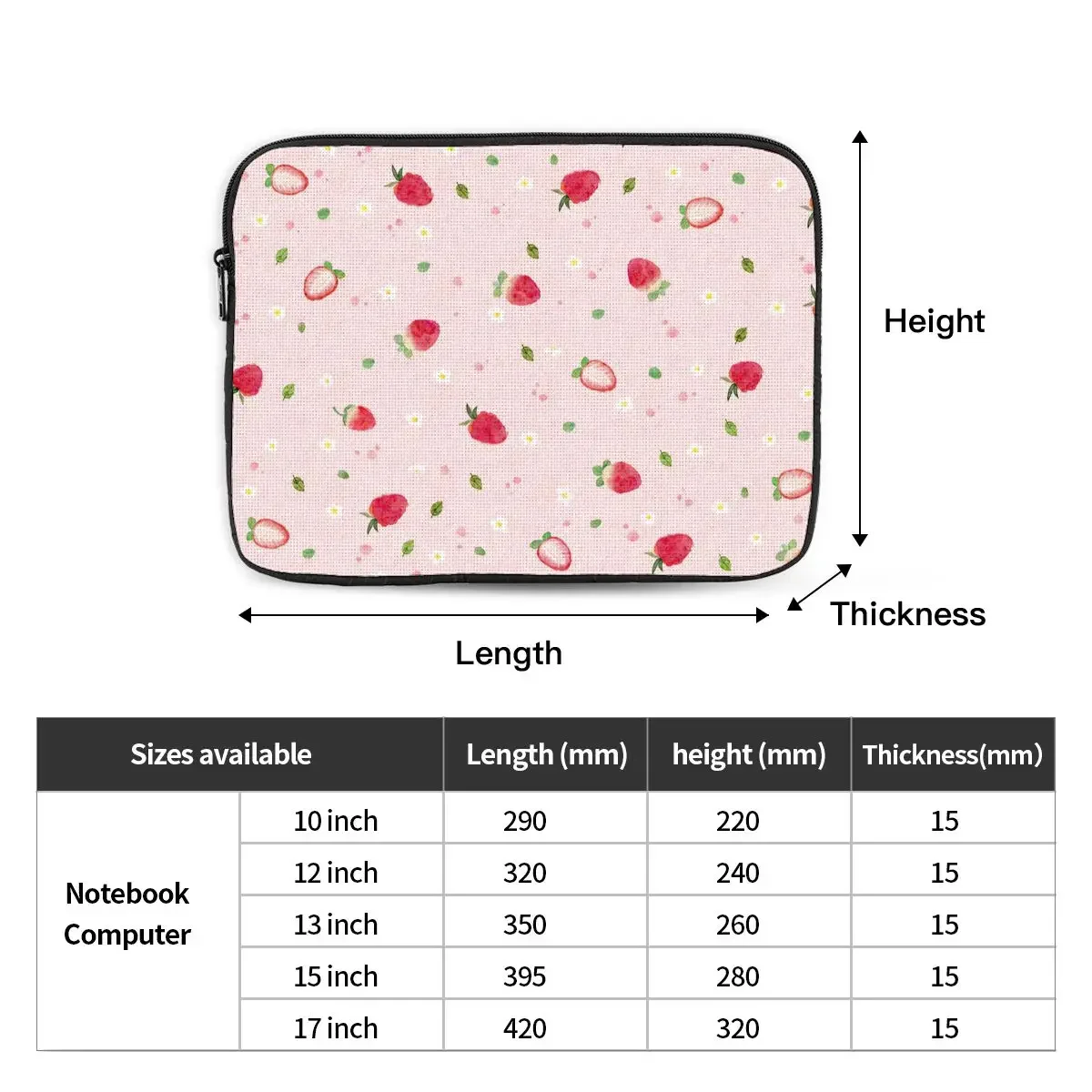 Милый клубничный чехол для ноутбука 12, 13, 15, 17 дюймов, розовая сумка для ноутбука, противоударный чехол, сумка