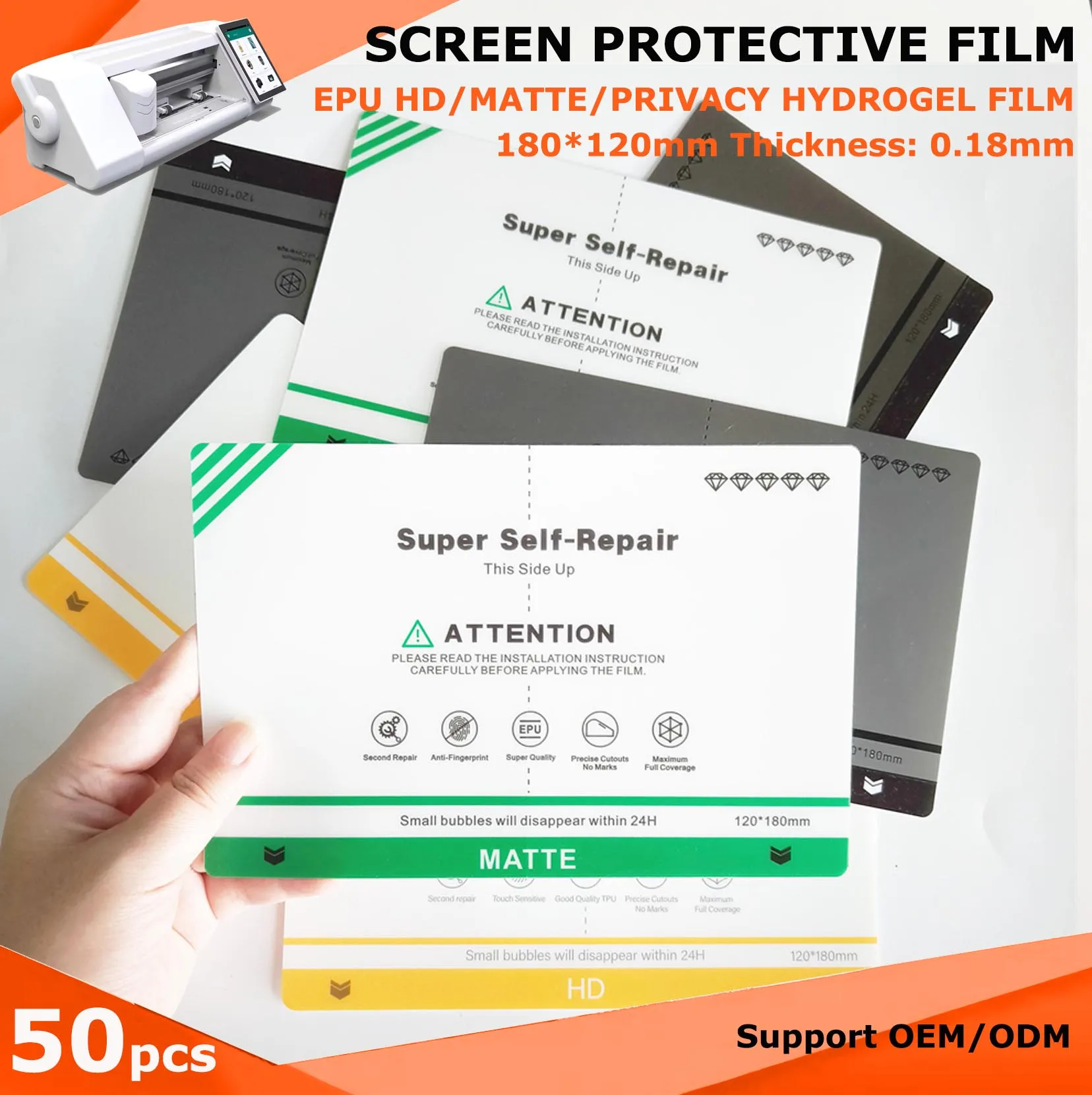 

Fonlyu 50pcs EPU Memory Self Repair Transparent Matte Privacy Micas for Hydrogel Machine 180*120mm Soft Screen Protector for Cut