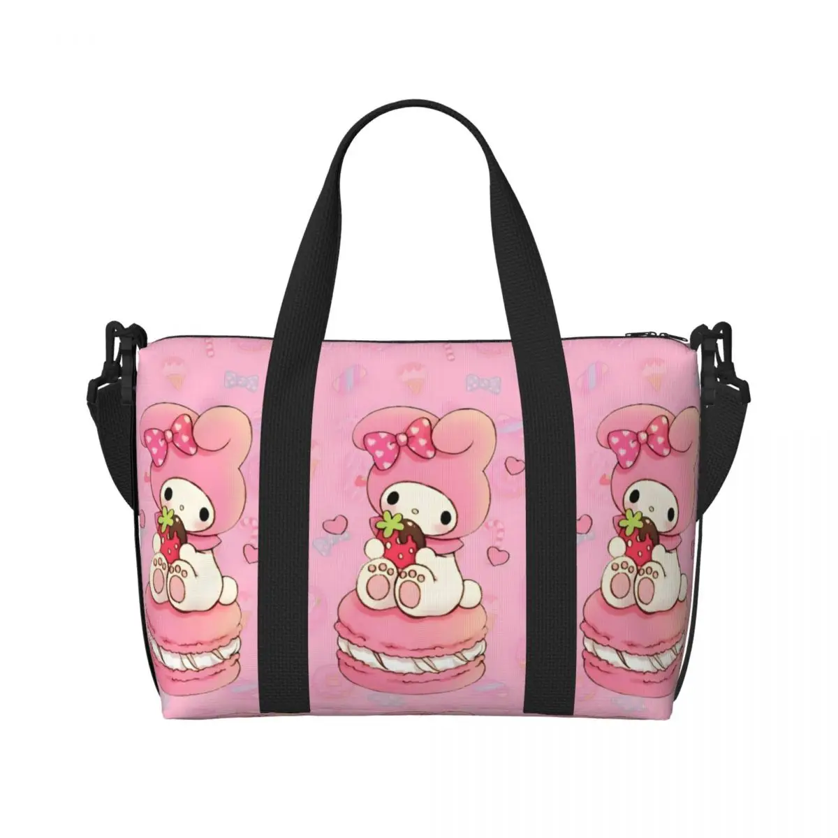 

Custom Pink Melody Tote Bag Women Large Capacity Classical Anime Cartoon Movie Gym Beach Shoulder Travel Bag