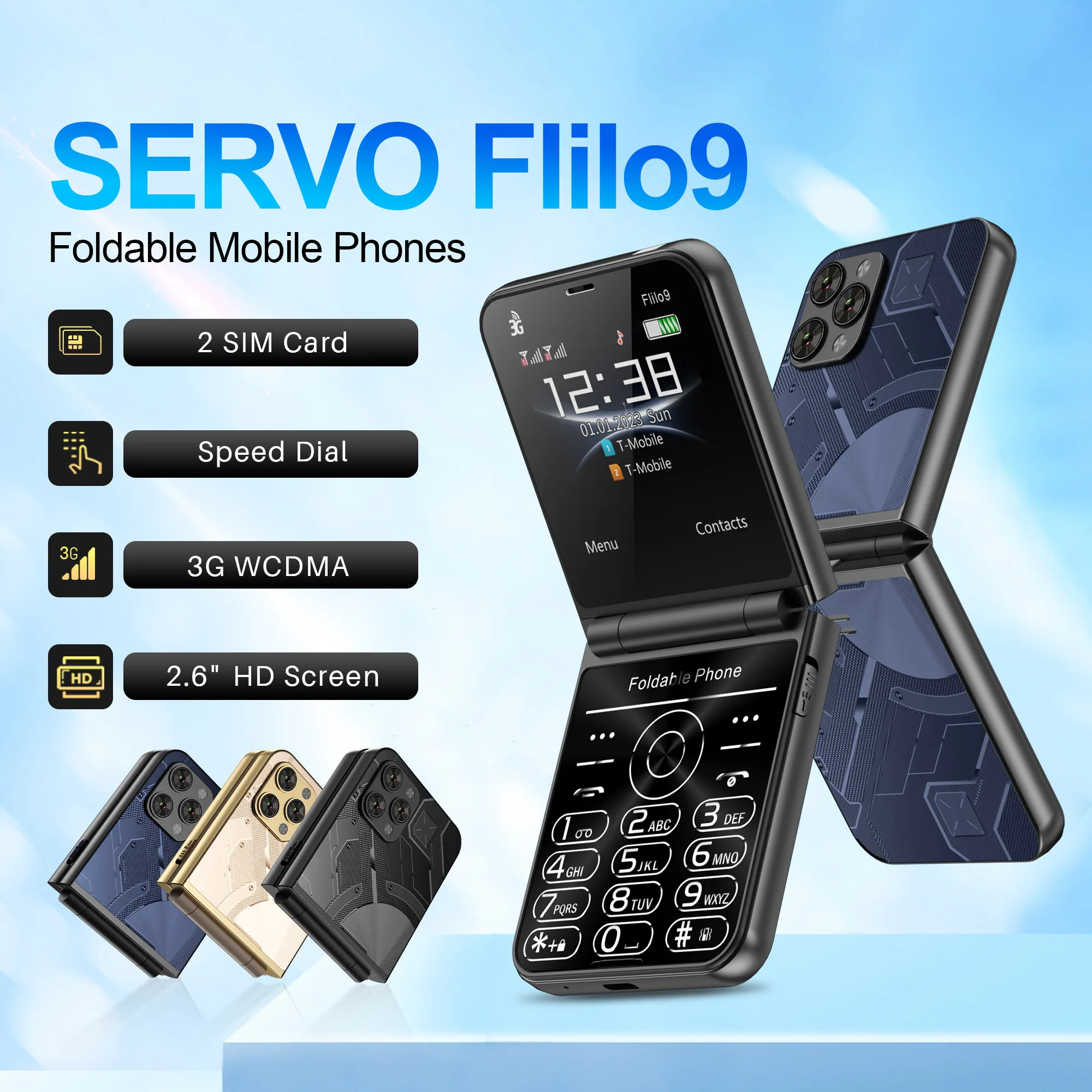 

SERVO Flilo9 Складной мобильный телефон 3G WCDMA Фонарик для записи вызовов Скорость набора Blacklist Флип сотовые телефоны Двойной SIM-карты в режиме ожидания