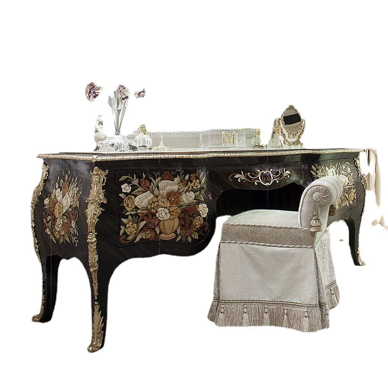 

Desk French shell inlaid birch carved princess dressing table villa combination furniture
