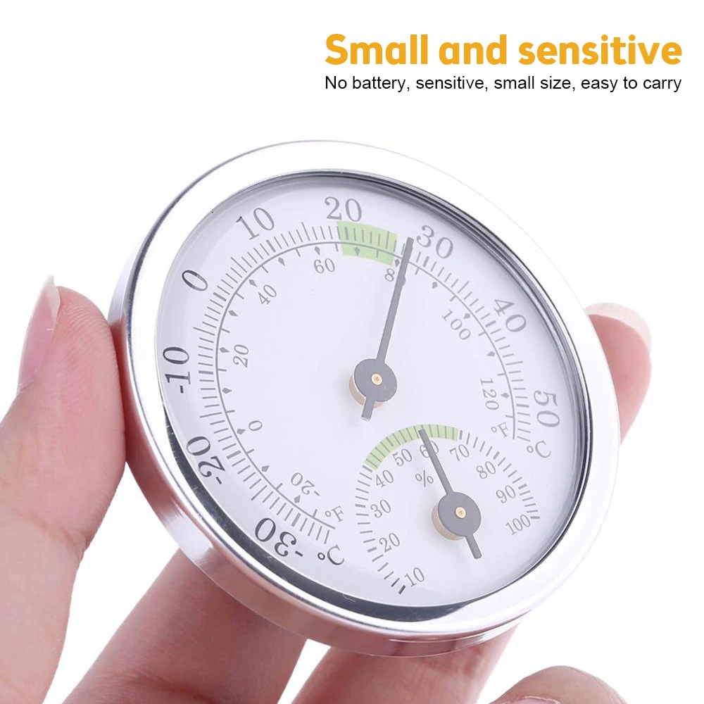 -30℃~50℃ 58mm Thermometer Househeld Round Pointer Type Thermometer Hygrometer Temperature Humidity Detect Gauge Indoor Outdoor