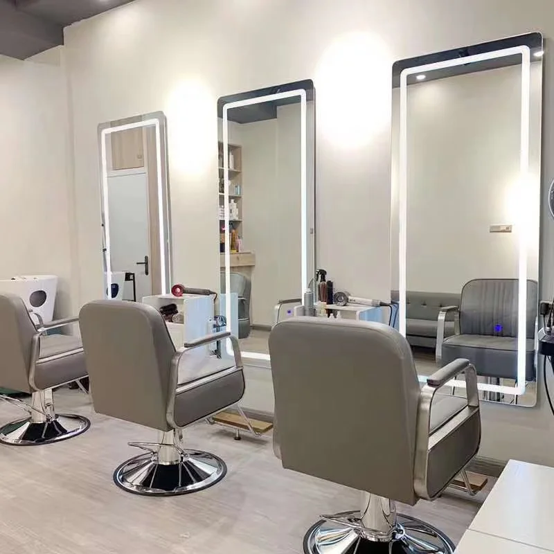 

Hair Salon Furniture modern Hairdressing LED Lighted Barber Hair Beauty Salon Mirror Station