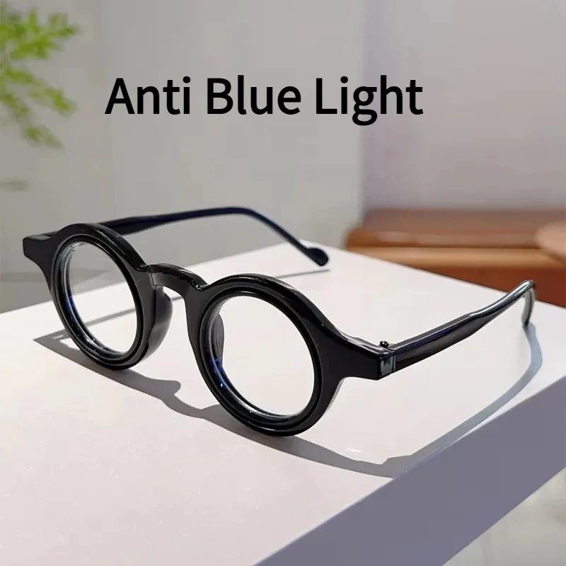 Runde Vintage Anti-Blaulicht-Brille für Herren Neu in Retro-Optikfassungen für Damen Trendige Brillen mit Farbigen Rändern