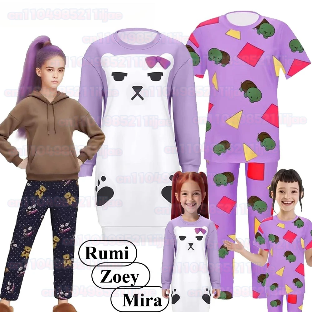 

Kids Group Girls Zoey Rumi Mira Cosplay Pajamas Demons Costume Cartoon Hunters Sleepwear Outfits Halloween Party Disguise Suit