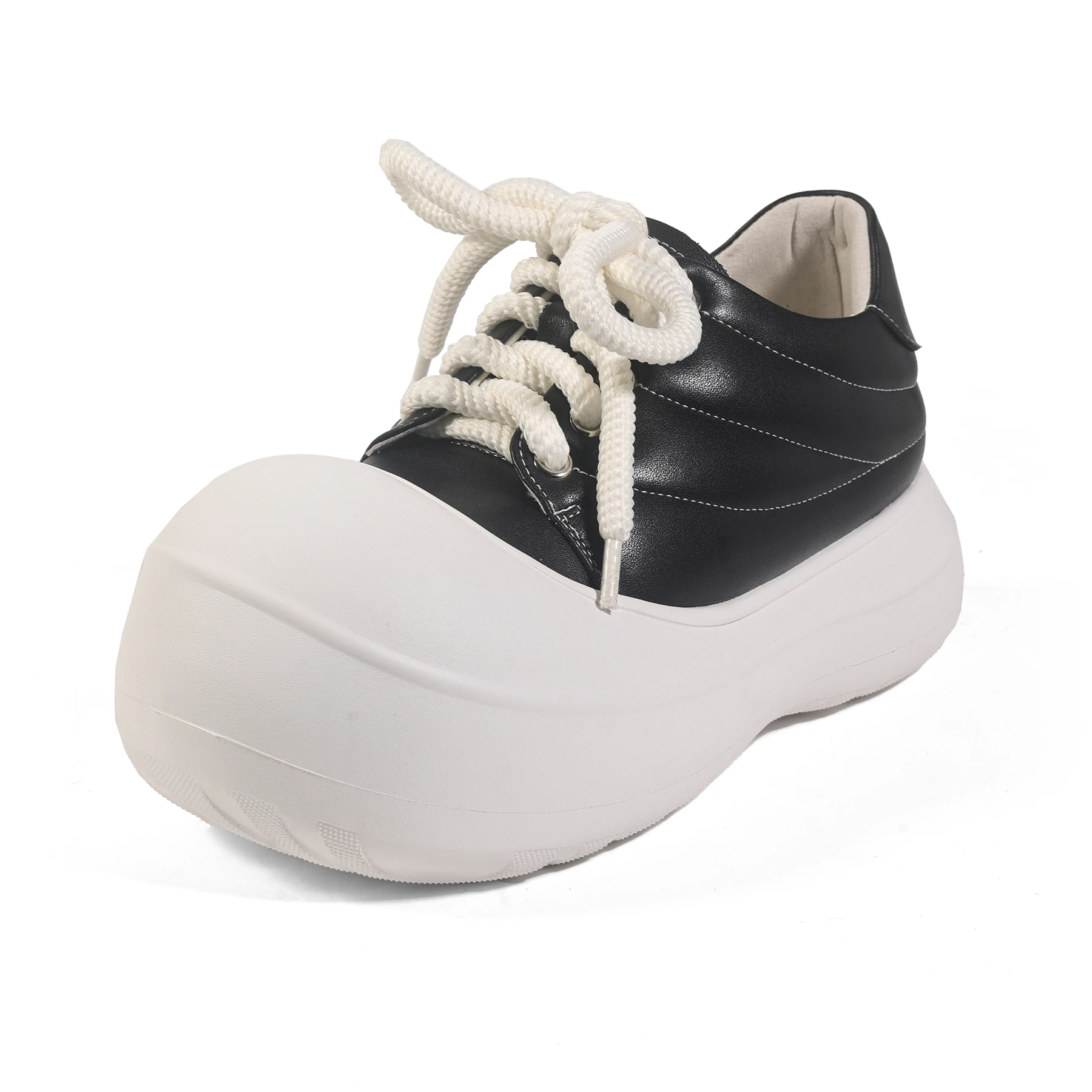 Superstar Cow Leather Sewing Round Toe Thick Bottom Spring Autumn Shoes White Sneakers Platform Casual Women Vulcanized Shoes