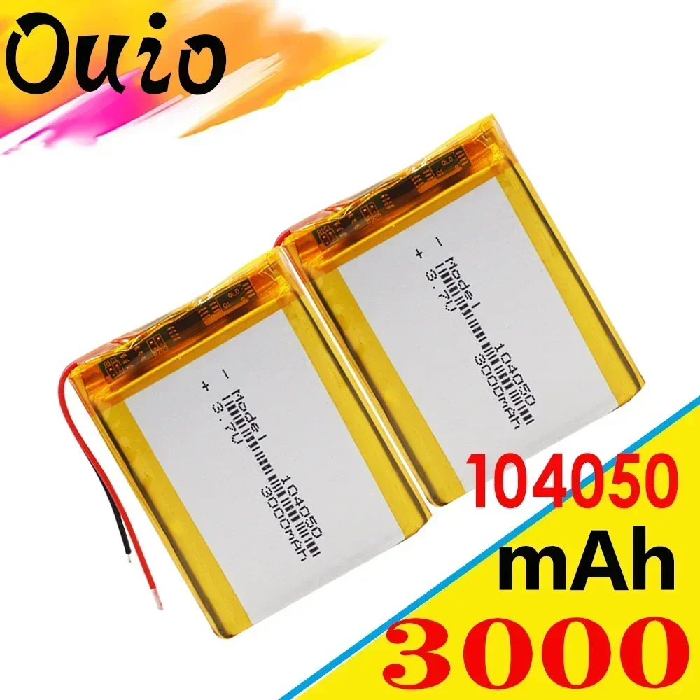 Rechargeable 3.7V 3000mAh Li-Po Battery 104050 Lithium Polymer Battery Li-Po li ion Lipo cells For GPS MP3 MP4 PDA Camera