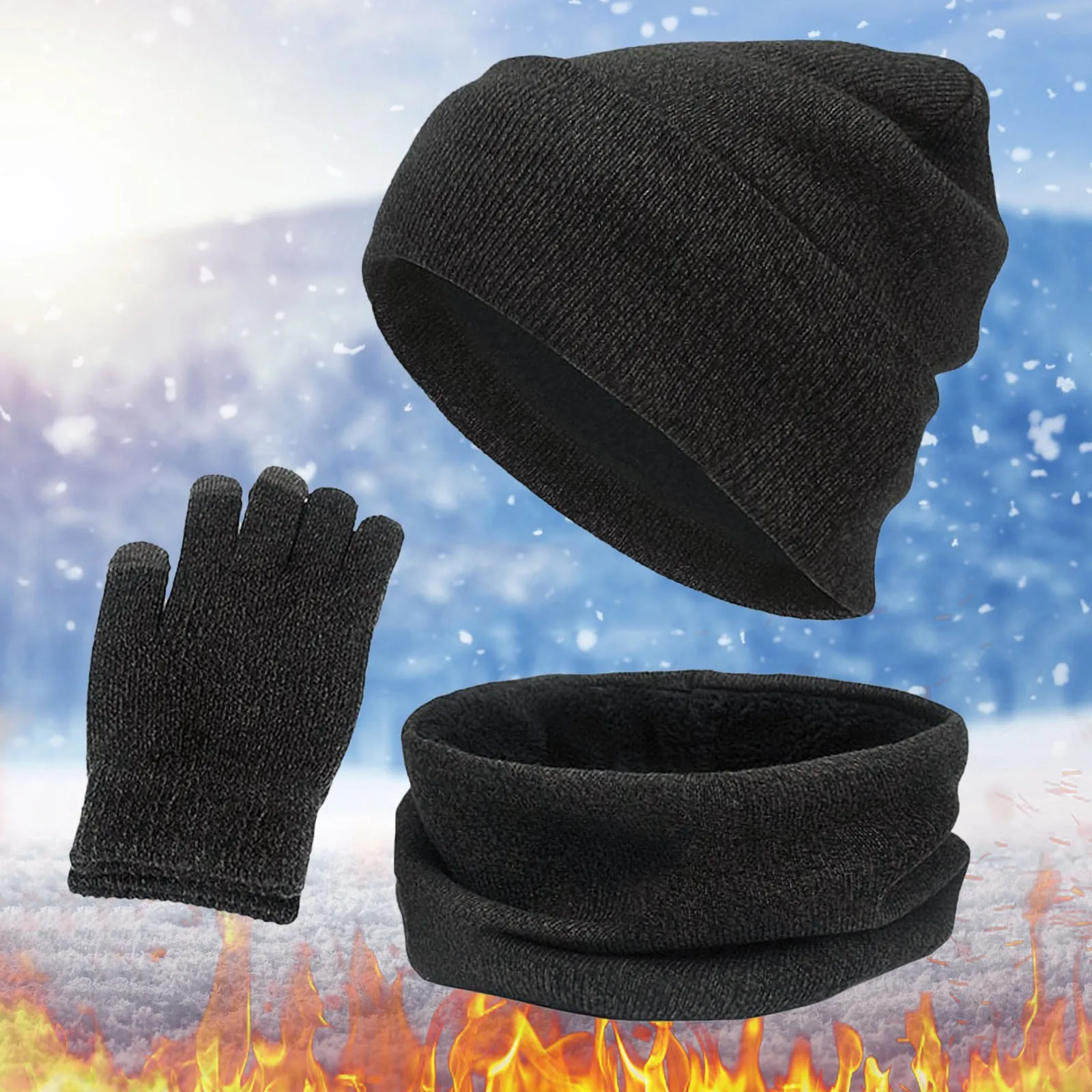 Drie Sjaal Sjaal Vrouwen Gebreide Muts Set Voor Stukken Sneeuwmuts Vrouwen & Heren Wollen Handschoenen Slouchy Pet Handschoenen Warm Scherm Winter Winter