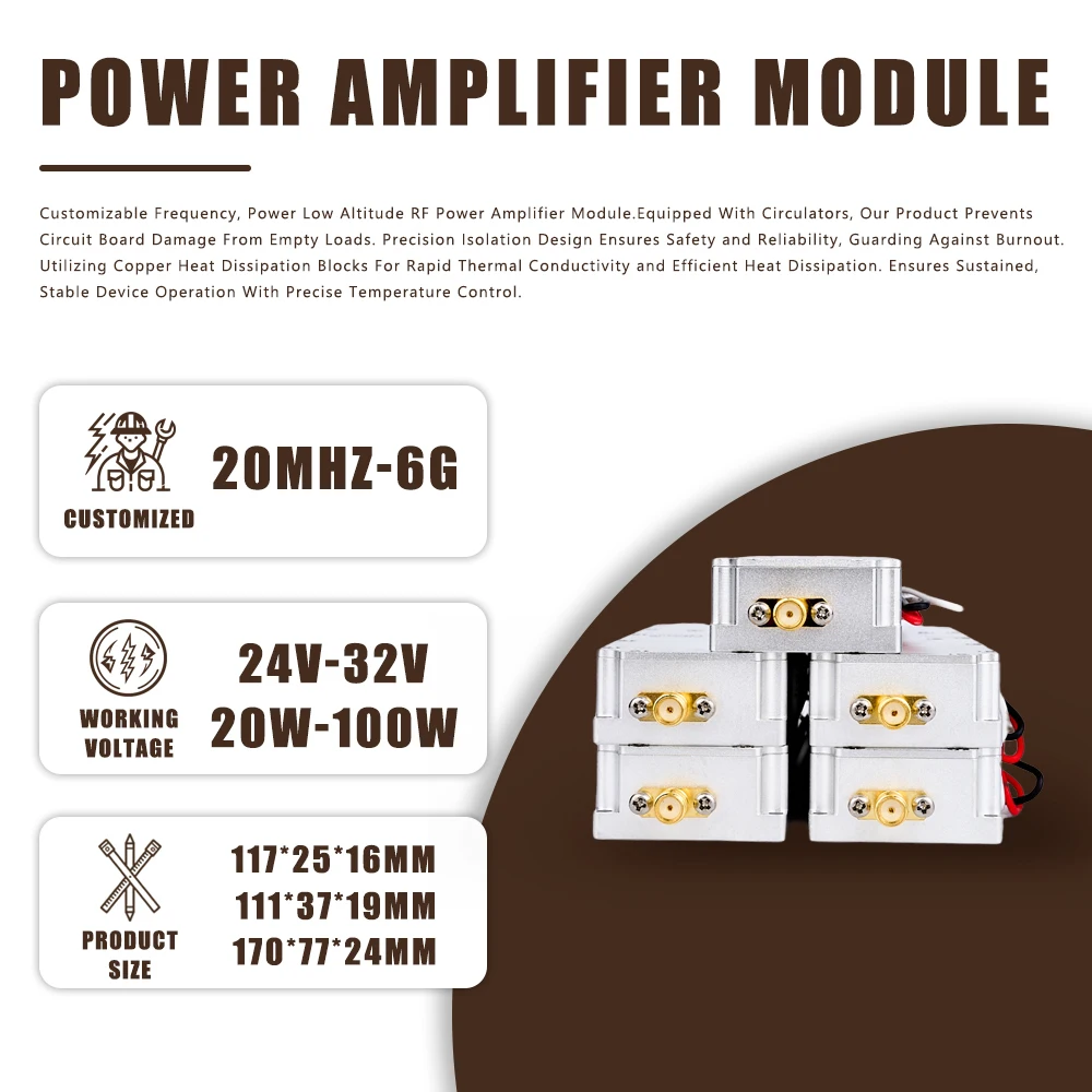 

1170-1280MHz 1340-1450MHz 1550-1620MHz 2400-2500MHz 5150-5350MHz 5725-5850MHz GPS WIFI Signal Power Amplifier Module