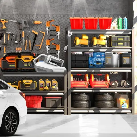 48" W Metal Garage Shelving Unit, Heavy Duty Storage Garage Shelves with High Load Capacity, 5-Tier Big Metal Shelf,
