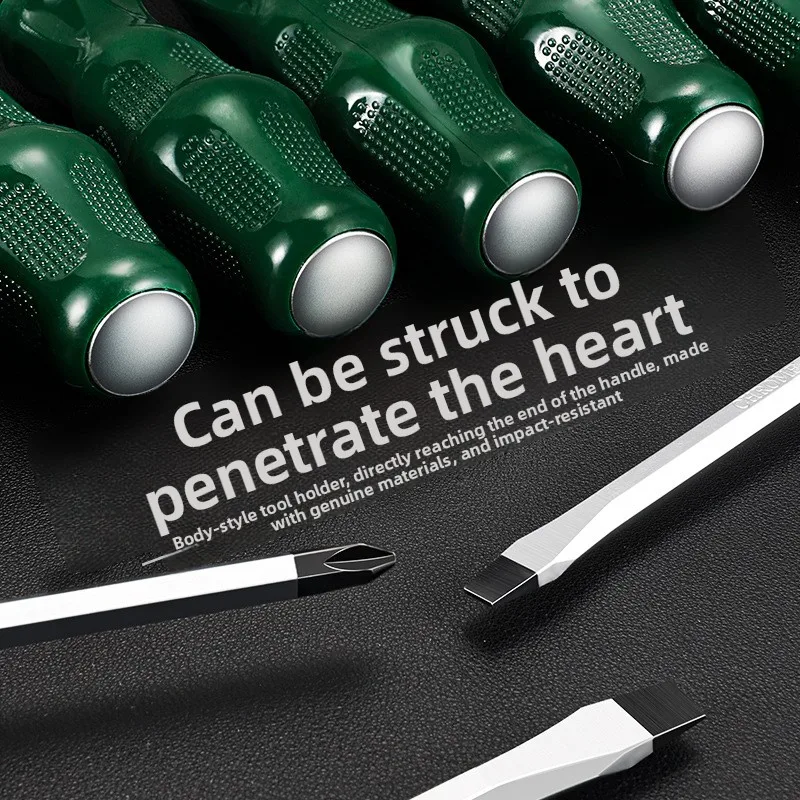 Magnetic Screwdriver One Character and Phillips Made in China, Cushion Grip, Suitable for Household Use,Green