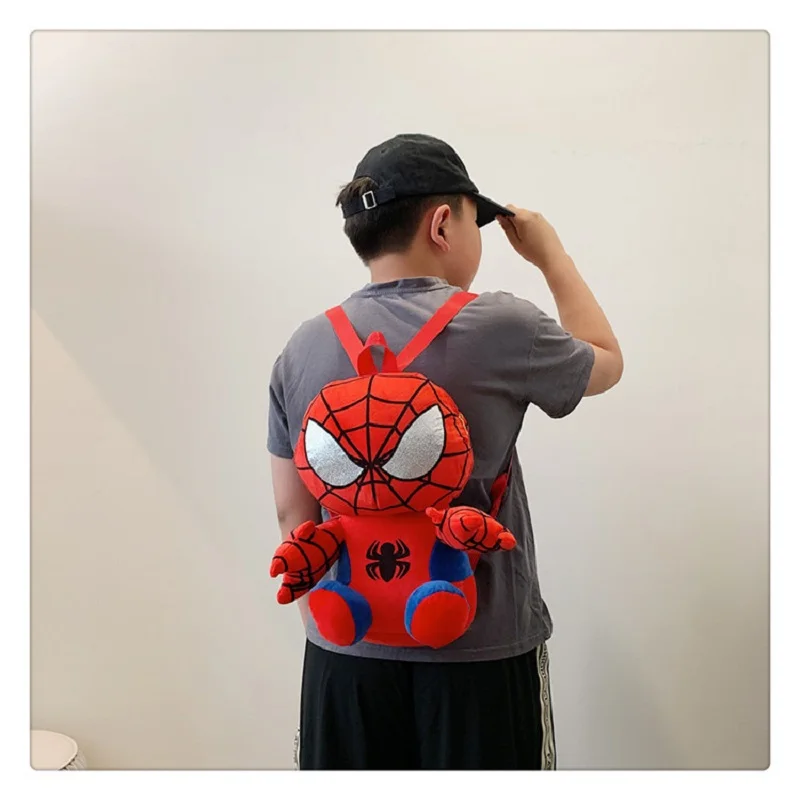 Spider Man Children Plush Backpack Kawaii Cute Anime Cartoon Kindergarten Travel Outdoor Bag Plush Doll Kid Birthday X-mas Gifts