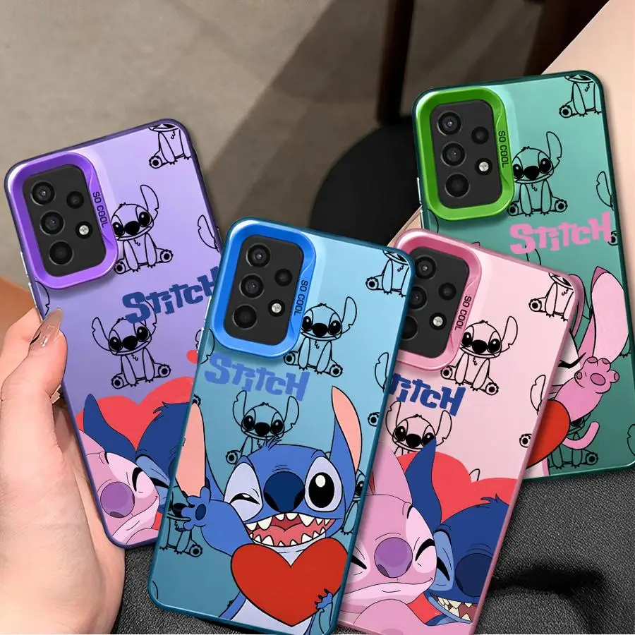 Disney Stitch Angle Lover Phone Case for Samsung Galaxy A72 A54 A73 A32 A53 A51 A33 A24 A21s A23 A52 A55 A35 A22 A34 A71 Cover