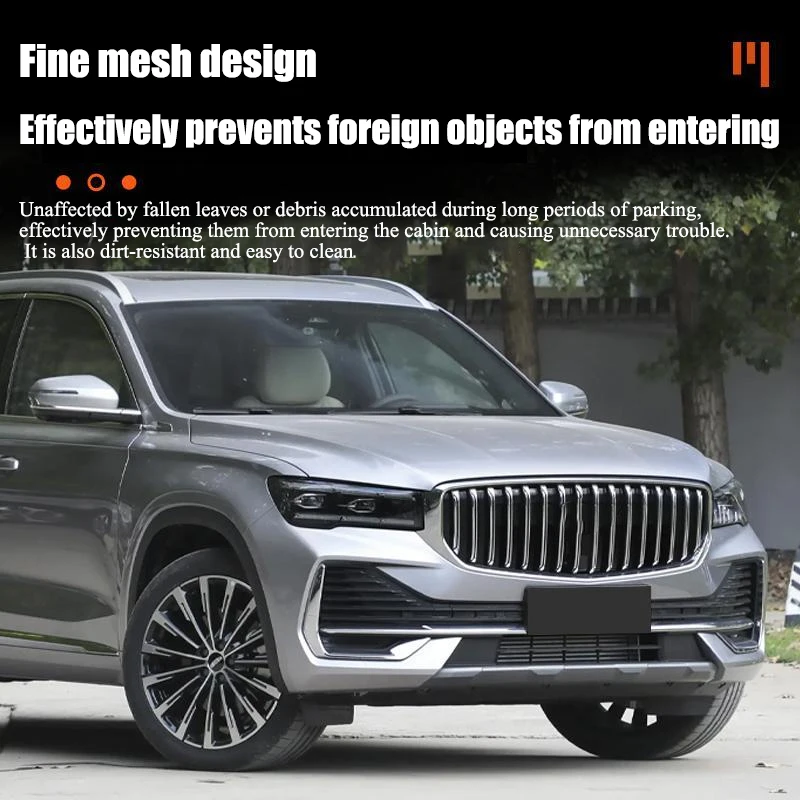 Front Engine Dust Cover For Geely Monjaro Accessories Xingyue L 2021~2024 2025 Stainless Steel Hood Air Outlet Protective Cover