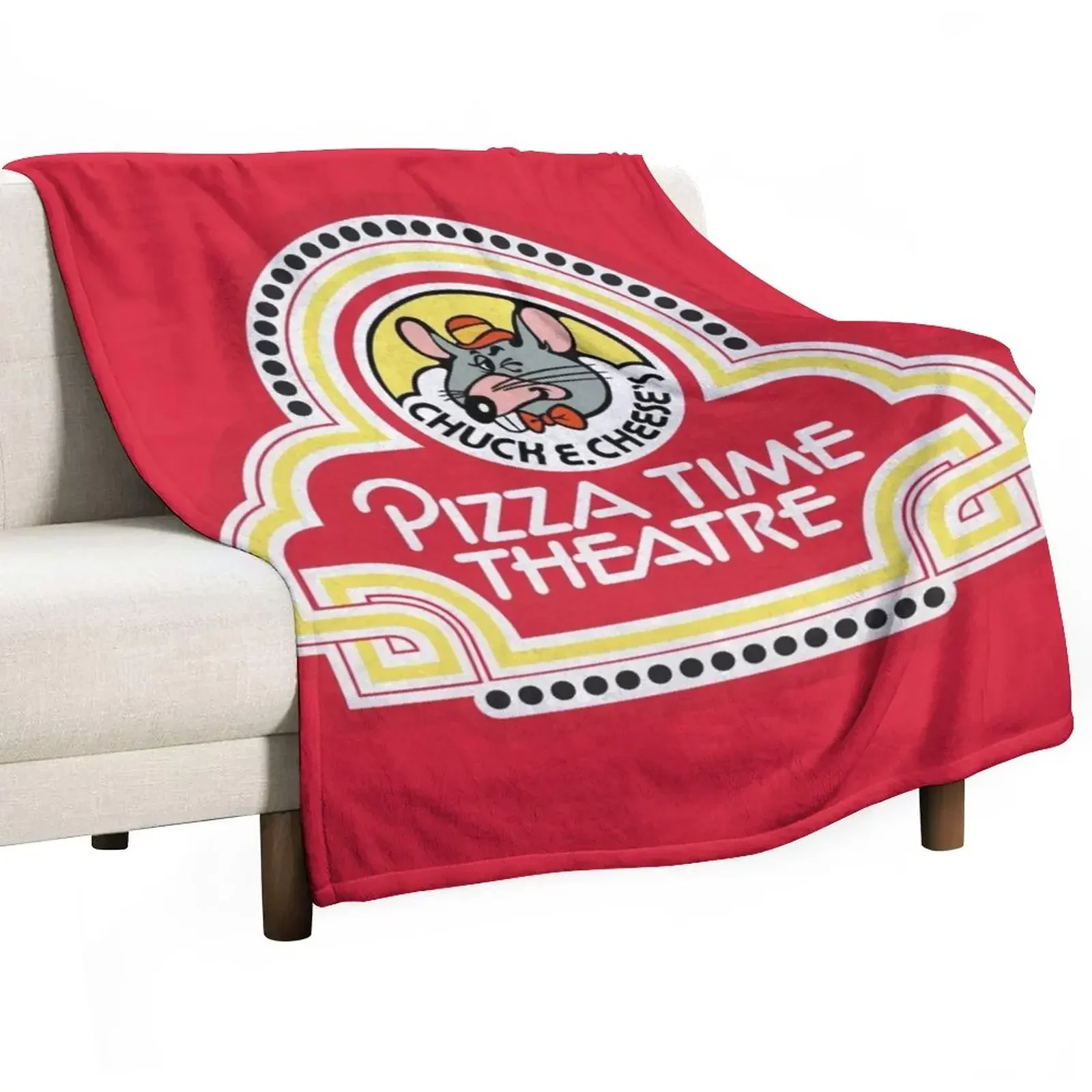 Chuck E. Cheese's Pizza Time Theatre Scary Animatronics Official Logo Throw Blanket Blankets For Sofas Travel halloween Blankets