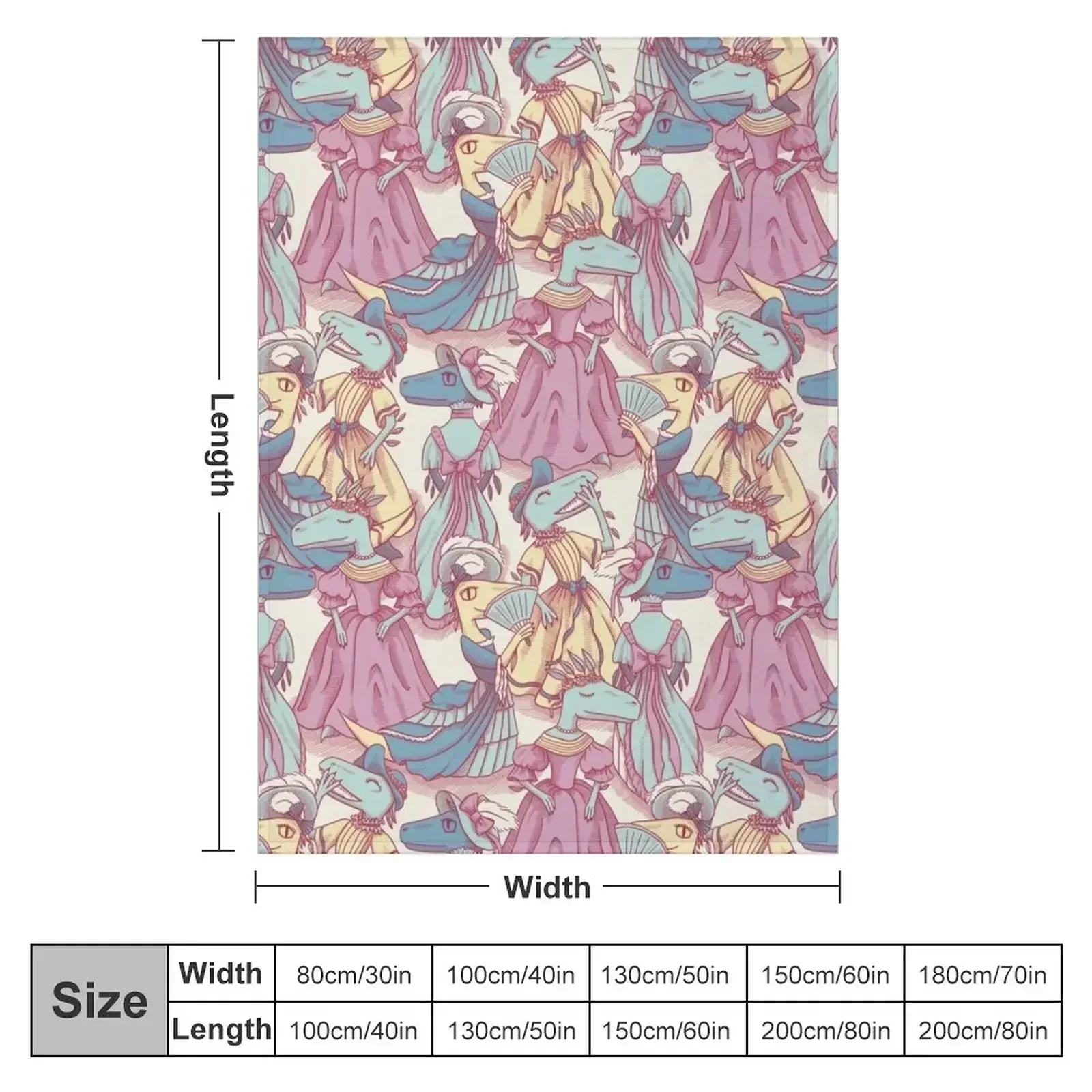 Victorian Velociraptor Fashion Plates Throw Blanket couch cozy soft plush fuzzy picnic outdoor blanket