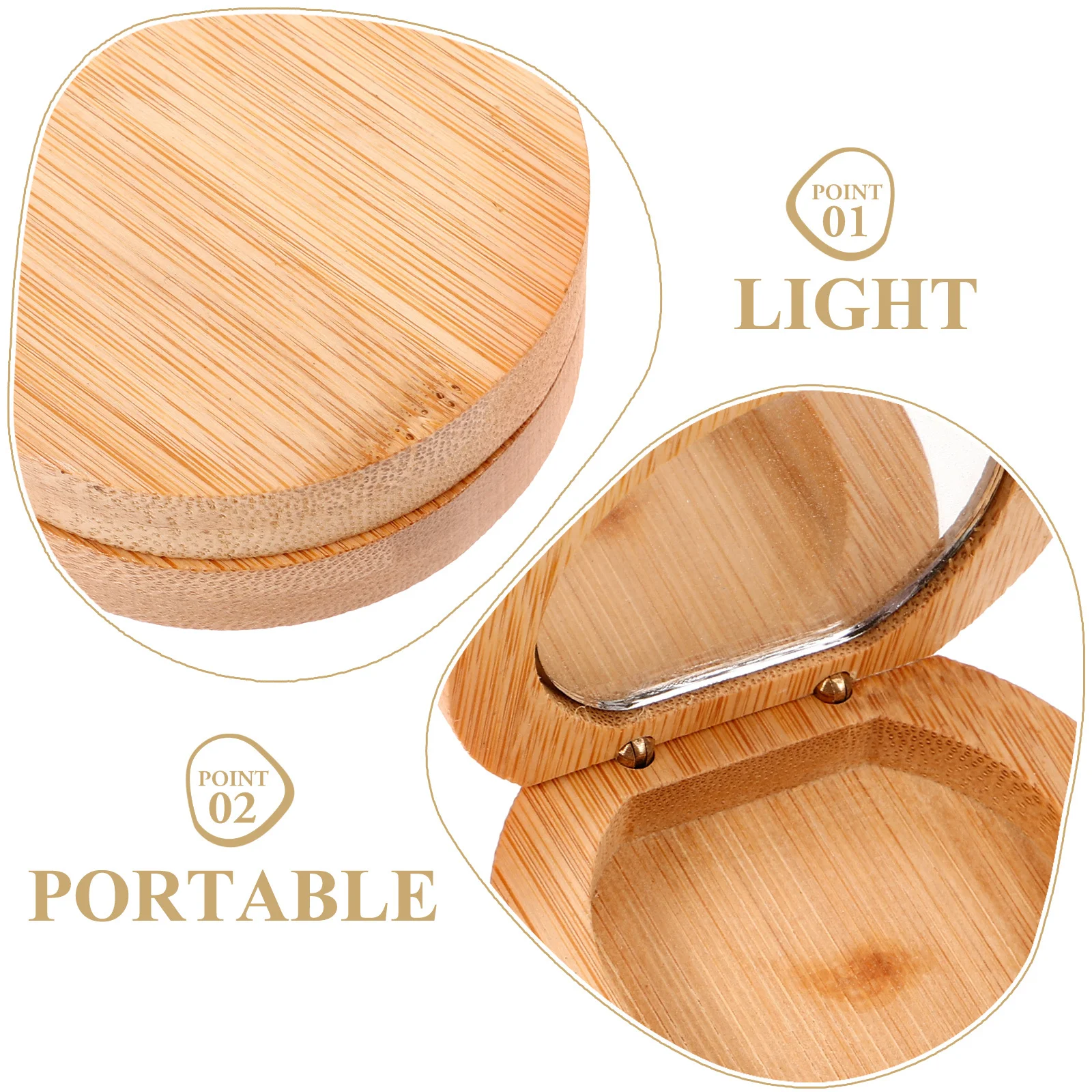 Bamboo Makeup Compact Lightweight Hand Mirror For Travel Small Pocket Mirror Purse Tool Portable Reflective
